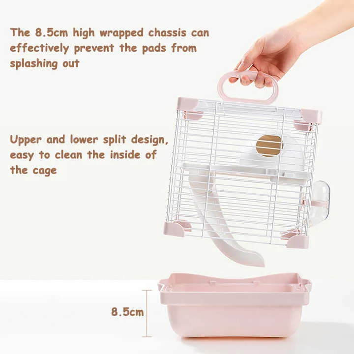 الفاخرة كبير قفص الهامستر المنزل الجربوع ملاذLuxury Large Hamster Cage Home Gerbil Sanctuary Habitat Water Bottle Small Animal Cages Portable