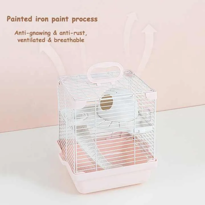 الفاخرة كبير قفص الهامستر المنزل الجربوع ملاذLuxury Large Hamster Cage Home Gerbil Sanctuary Habitat Water Bottle Small Animal Cages Portable