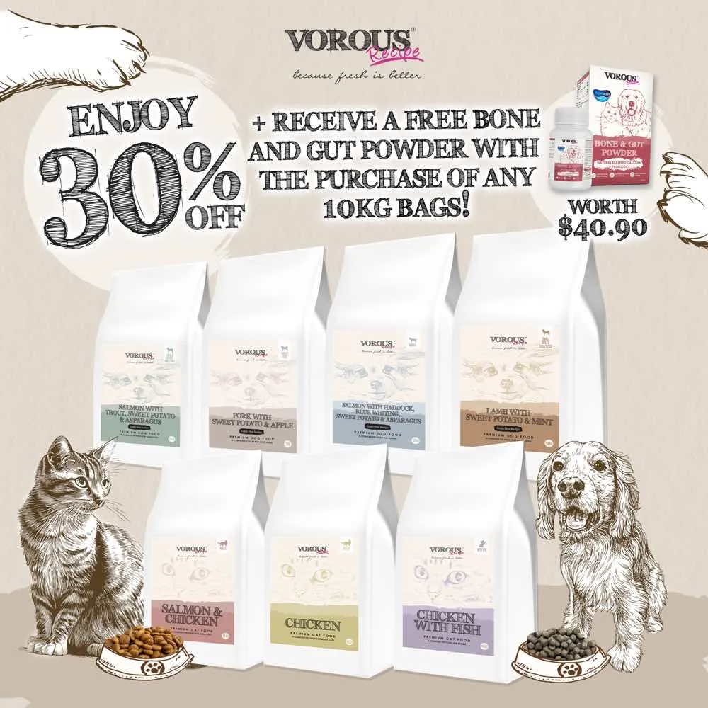 '30% OFF FREE GIFT': Vorous Salmon With Trout, Sweet Potato & Asparagus Small Breed Adult Grain-Free Dry Dog Food