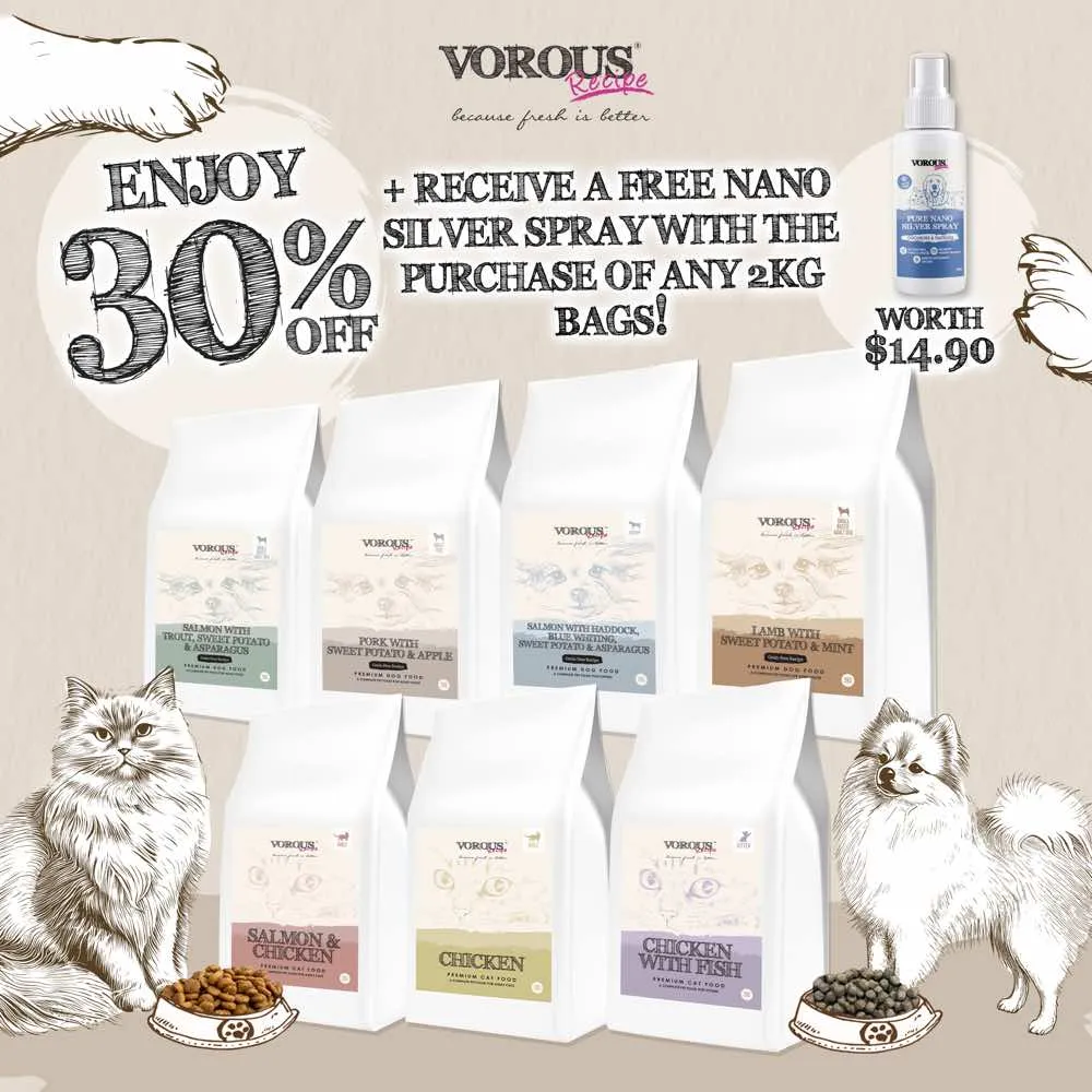 '30% OFF FREE GIFT': Vorous Salmon With Trout, Sweet Potato & Asparagus Small Breed Adult Grain-Free Dry Dog Food