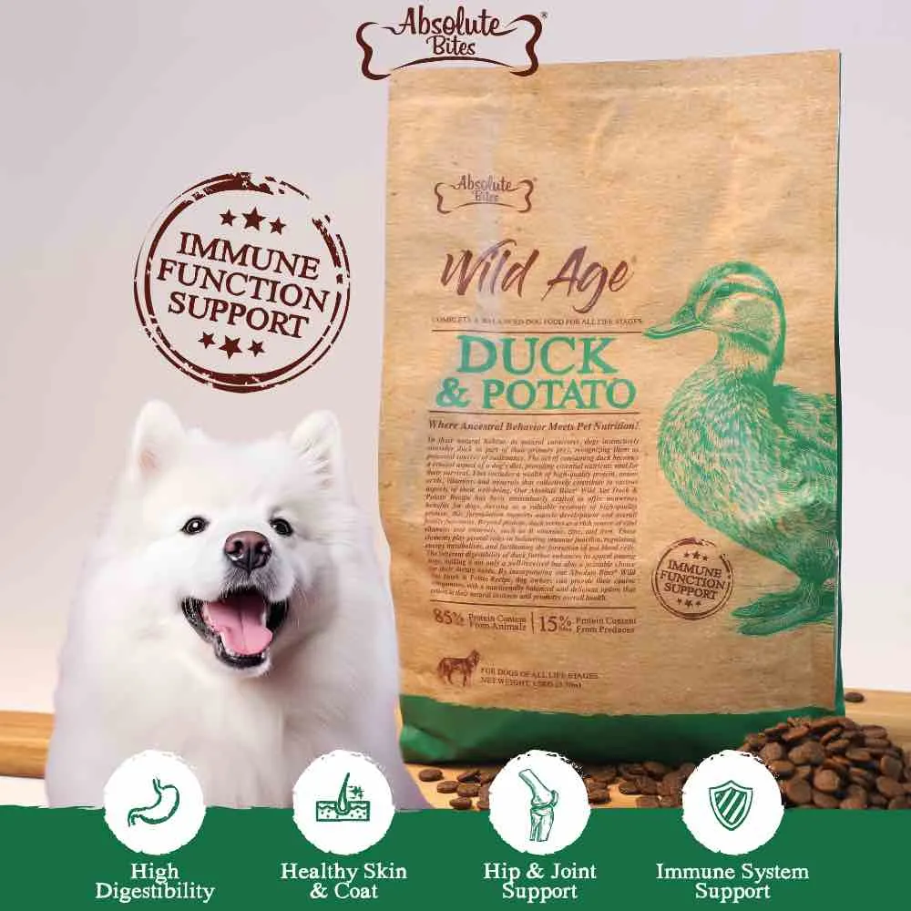 34% OFF FREE Wipes: Absolute Bites Wild Age Duck & Potato Dry Dog Food