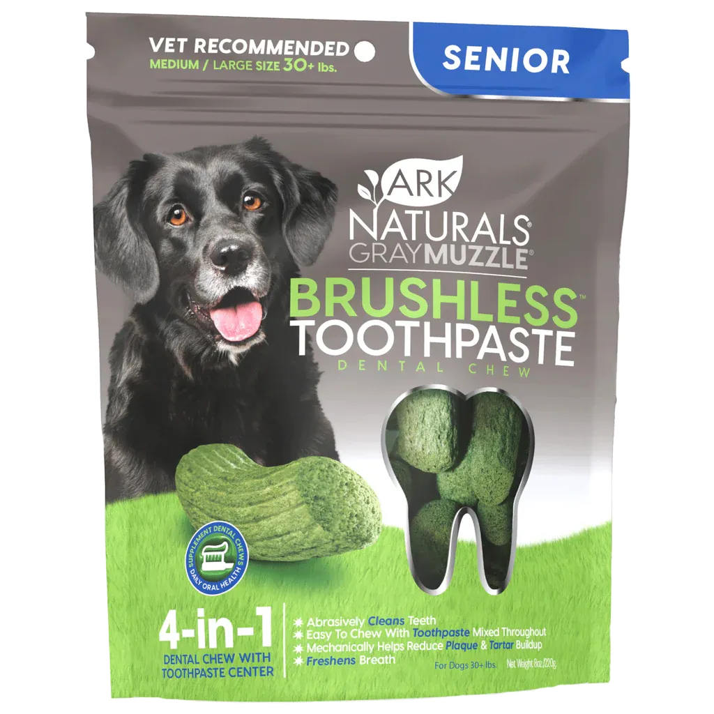Ark Naturals Gray Muzzle Brushless Toothpaste For Seniors, Dental Chew
