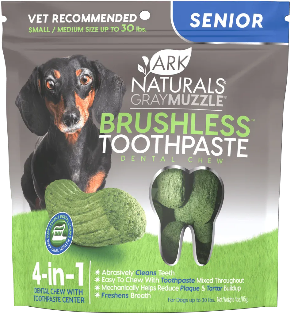 Ark Naturals Gray Muzzle Brushless Toothpaste For Seniors, Dental Chew