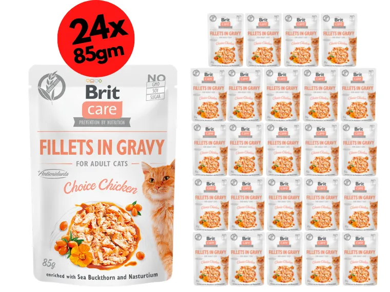 Brit Care Cat Fillets in Gravy Choice Chicken 24x85g