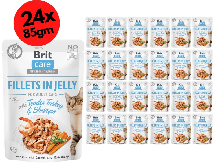 Brit Care Cat Fillets in Jelly with Tender Turkey & Shrimps 24x85g