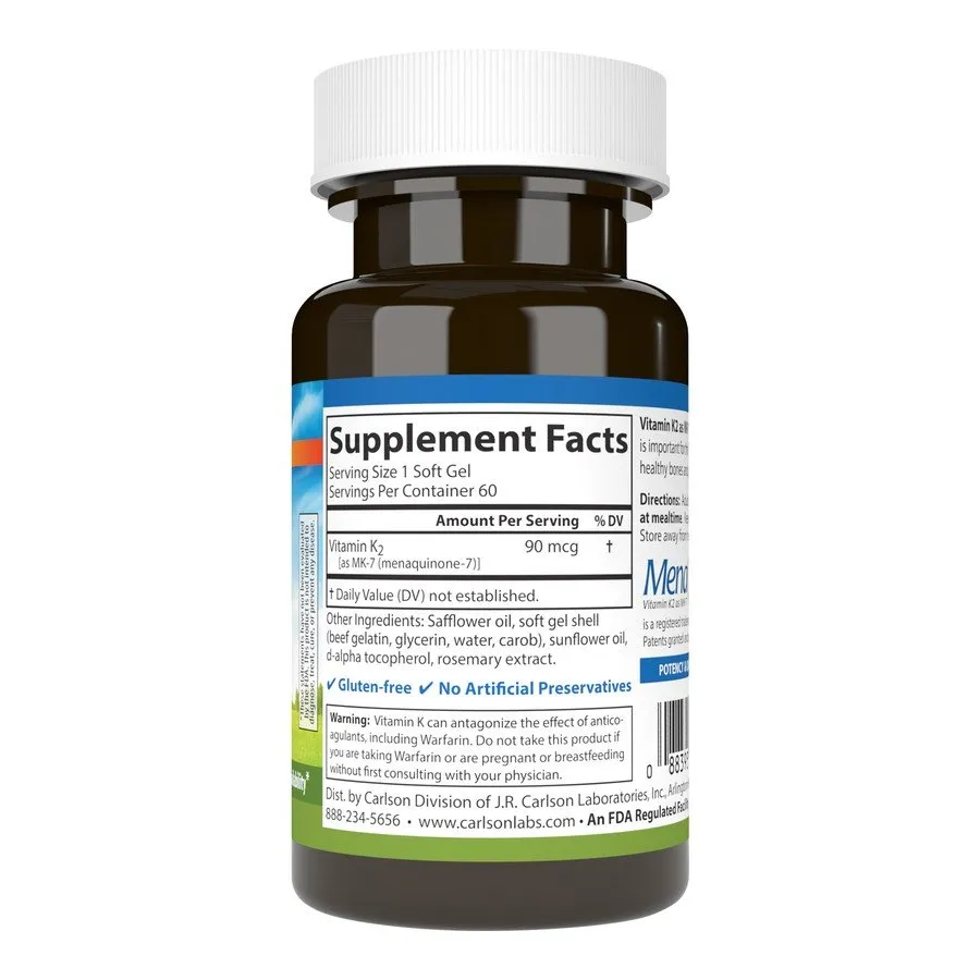 Carlson Laboratories Vitamin K2 as MK-7 90 mcg 60 Softgel