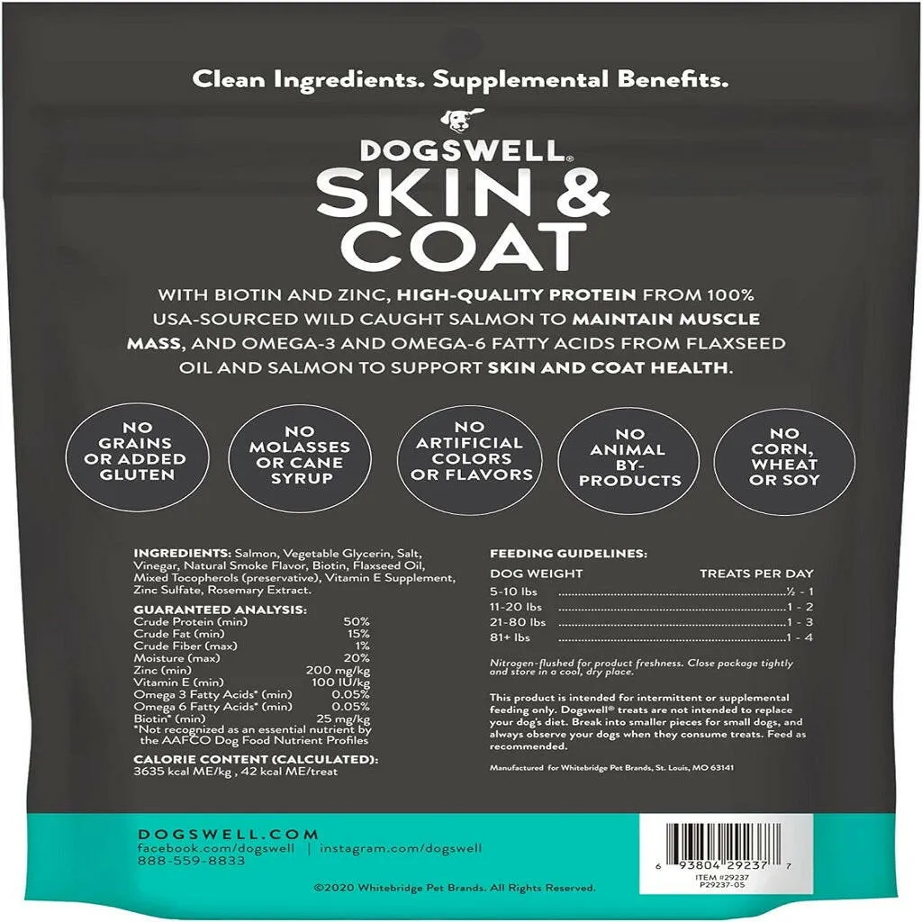 Dogswell Jerky Skin & Coat Salmon Grain-Free Treats for Dogs