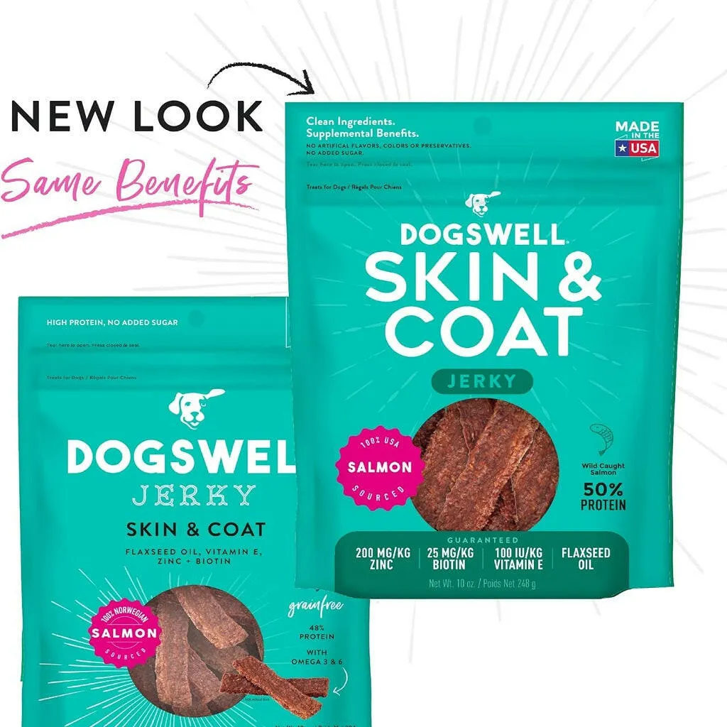 Dogswell Jerky Skin & Coat Salmon Grain-Free Treats for Dogs