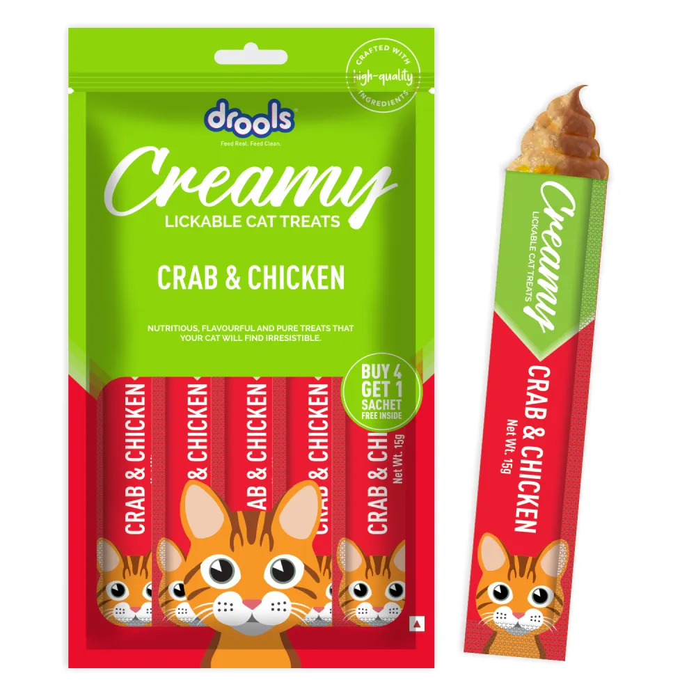 Drools Seafood Medley and Crab & Chicken Creamy Cat Treats Combo