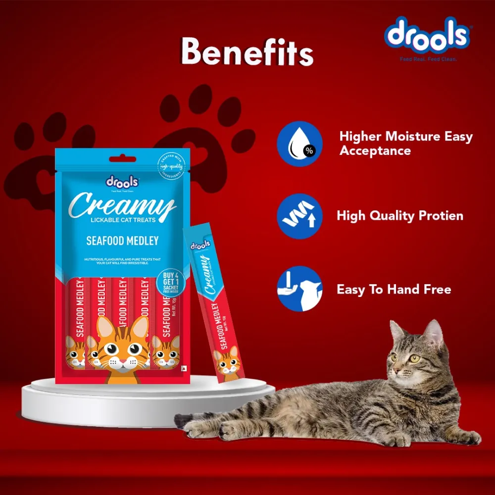 Drools Seafood Medley and Crab & Chicken Creamy Cat Treats Combo
