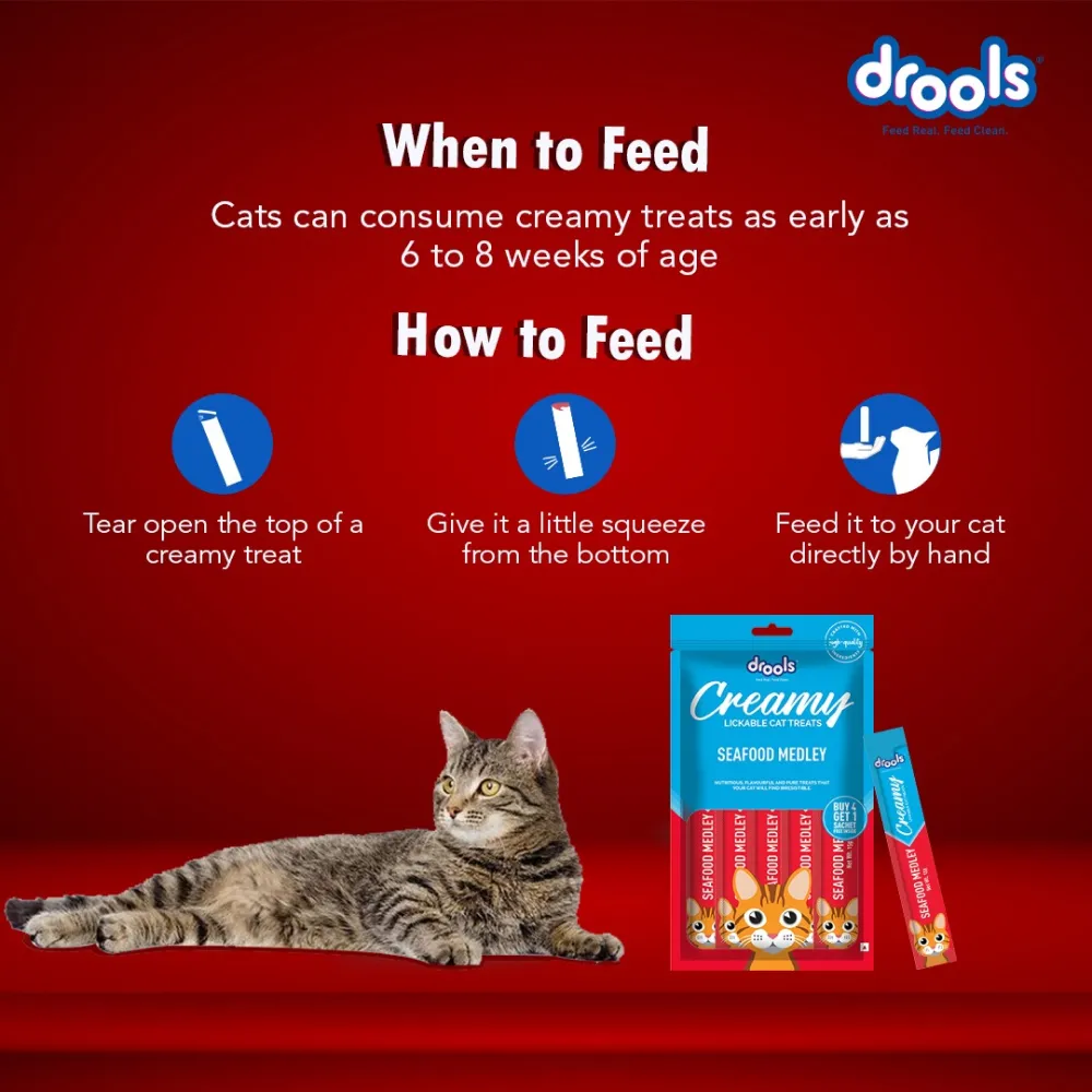 Drools Seafood Medley and Crab & Chicken Creamy Cat Treats Combo