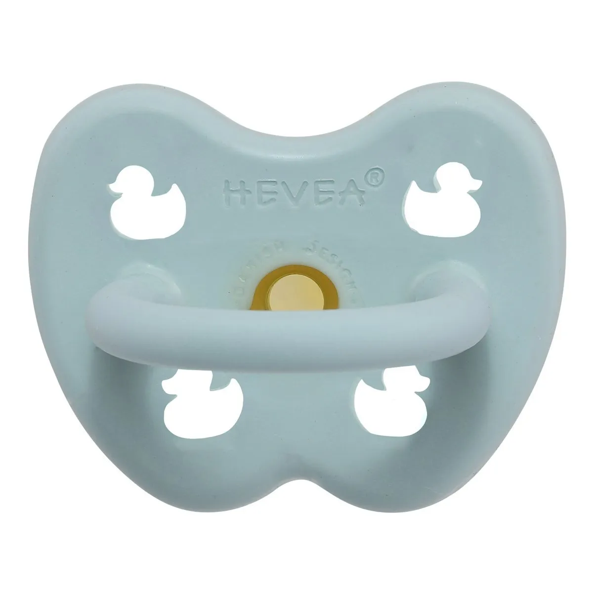 Duck Round Natural Rubber Pacifier - Baby Blue by Hevea