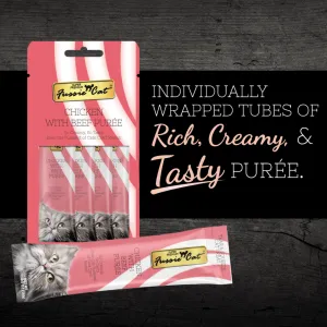 Fussie Cat Chicken with Beef Puree Lickable Cat Treats 4 Pk