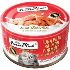 Fussie Cat Premium Tuna with Salmon in Goats Milk Wet Cat Food, 2.47-oz
