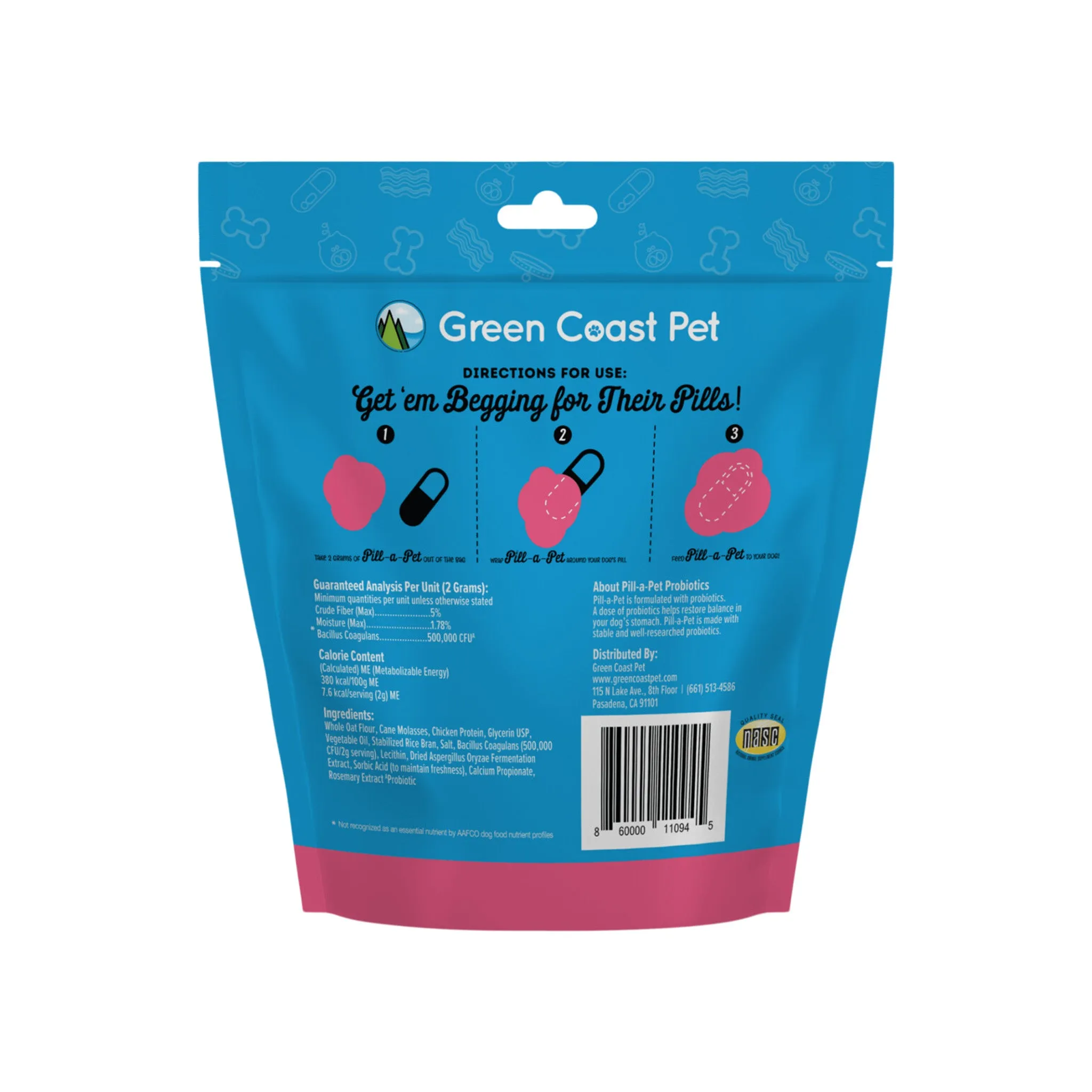 Green Coast Pet Pill-a-Pet Bacon Flavored Pill Wrap Putty with Probiotics for Dogs