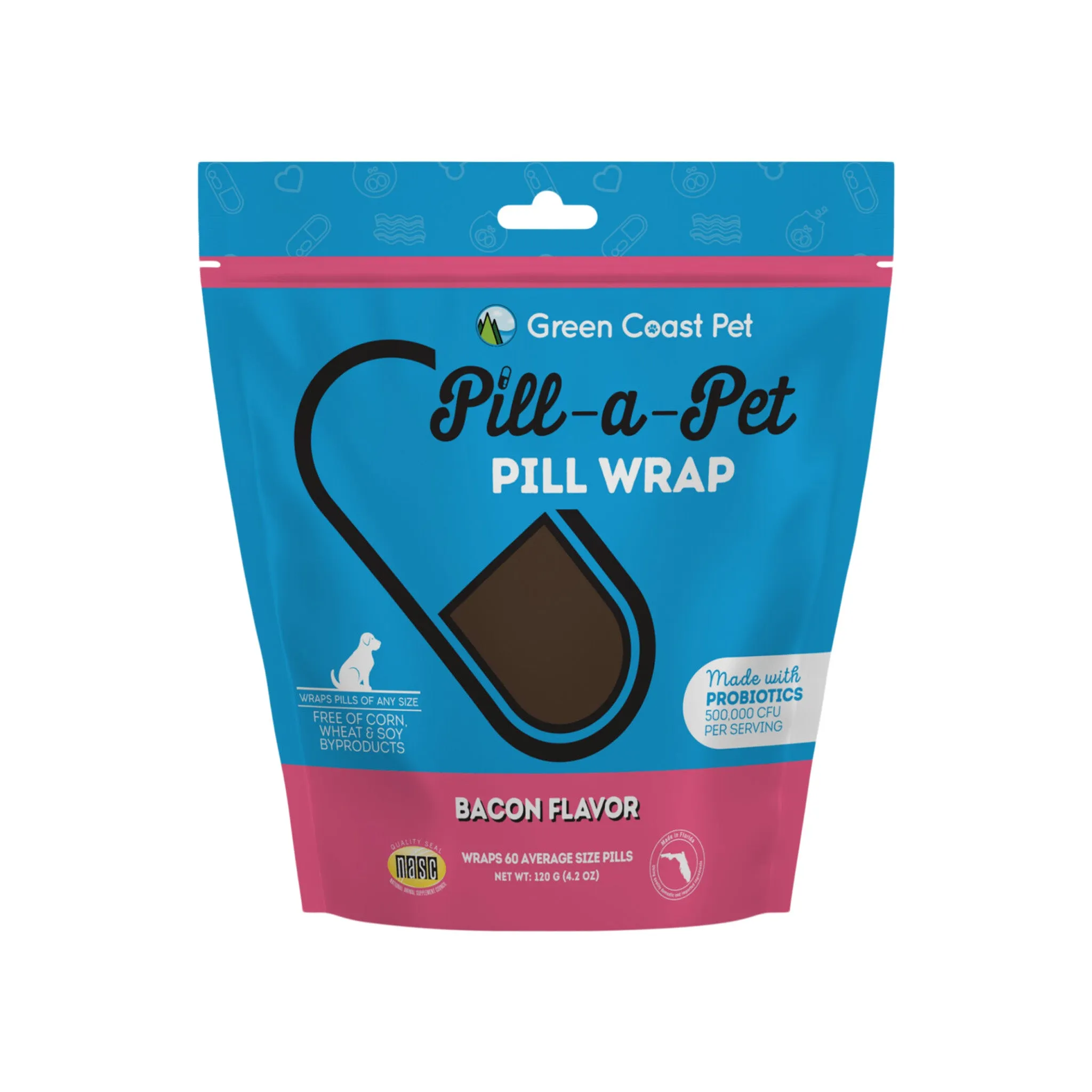 Green Coast Pet Pill-a-Pet Bacon Flavored Pill Wrap Putty with Probiotics for Dogs