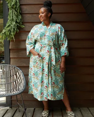 Holly Jolly Bagheera - Lightweight Flannel Robe - Frosted Mint
