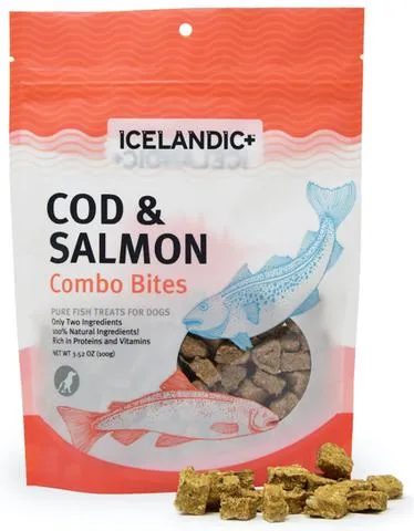 Icelandic  Cod & Salmon Combo Bites Fish Dog Treat 3oz