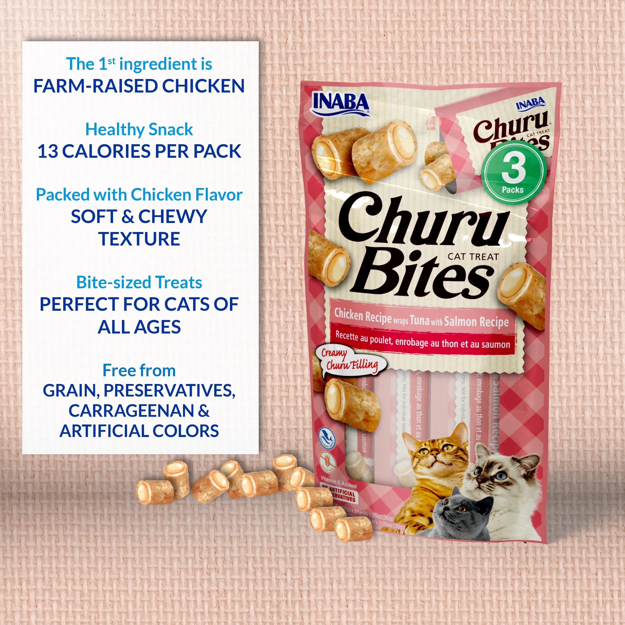 Inaba Cat Treat Churu Bites Chicken Wraps With Tuna 30g