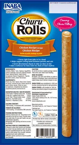INABA CIAO Churu Rolls Cat Treats Chicken
