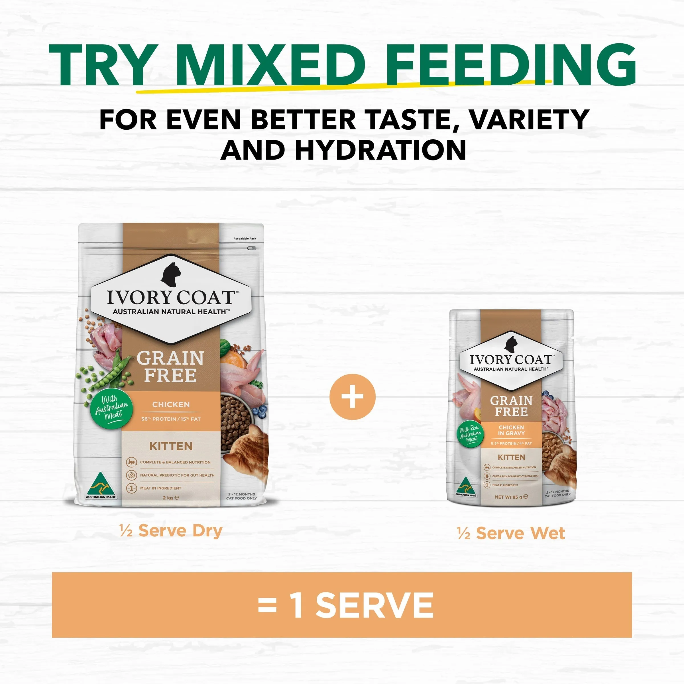 Ivory Coat Grain Free Chicken in Gravy Kitten Wet Food 85g^^^