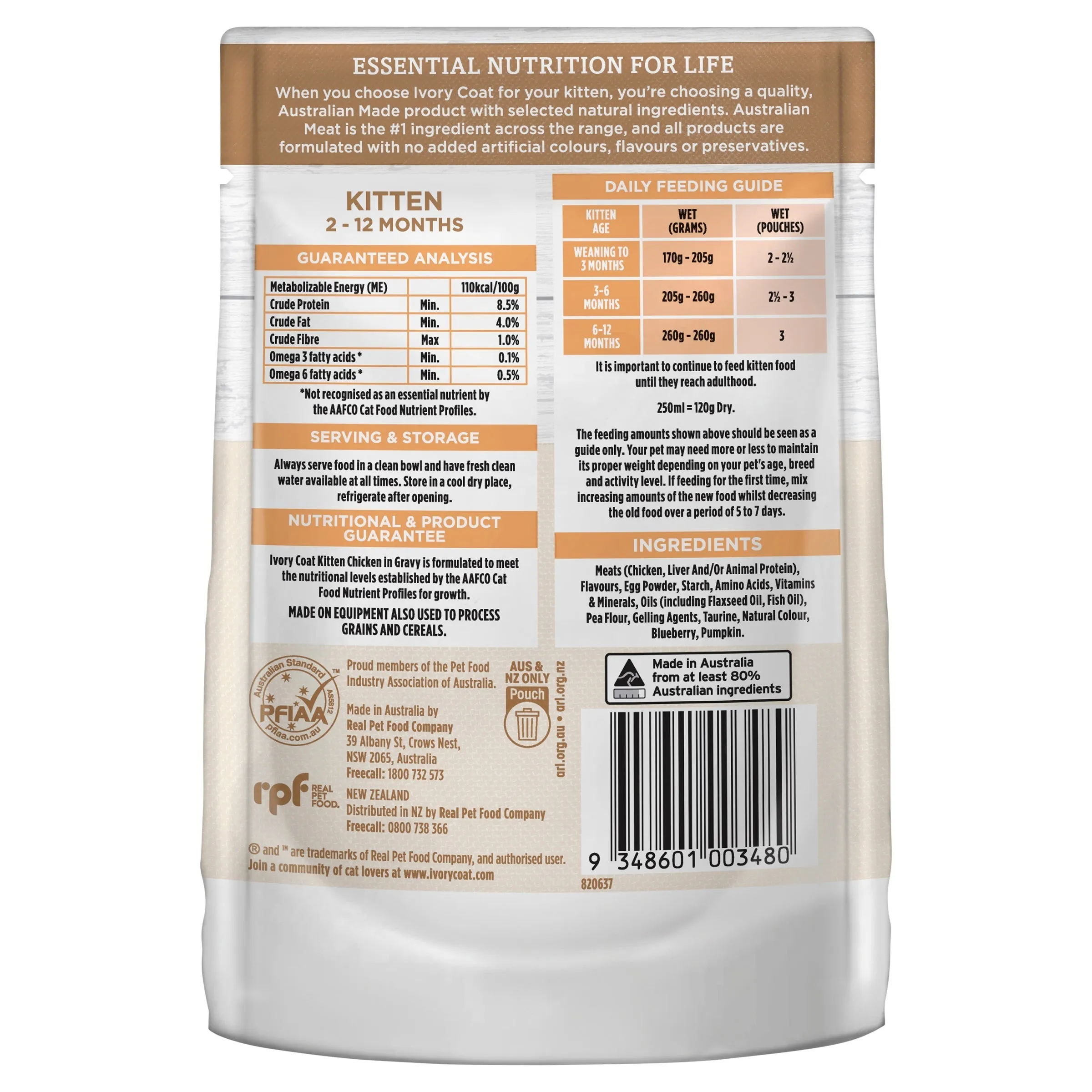 Ivory Coat Grain Free Chicken in Gravy Kitten Wet Food 85g^^^