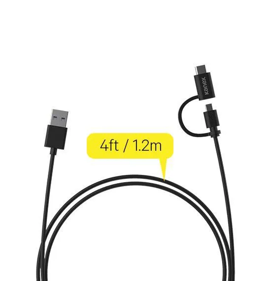KANEX Micro USB Charge and Sync Cable with USB C Connector Adapter