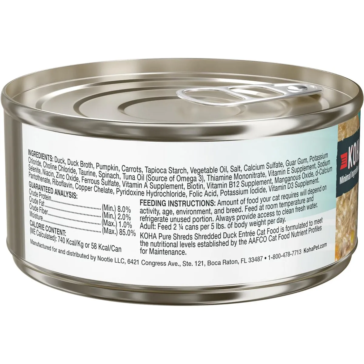 Koha Pure Shreds Grain Free Shredded Duck Wet Cat Food 5.5oz