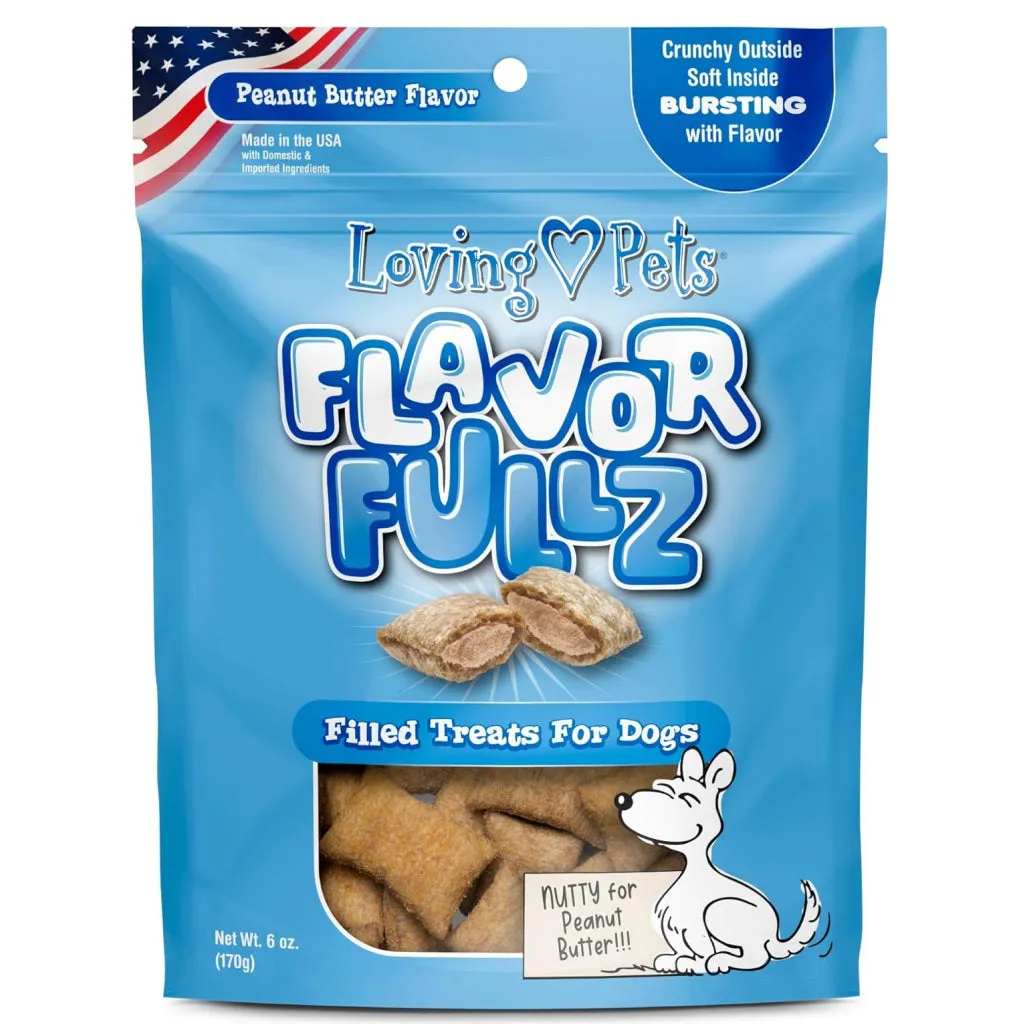 Loving Pets Flavorfullz Peanut Butter Flavor Crunchy Filled Dog Treats (6 oz)