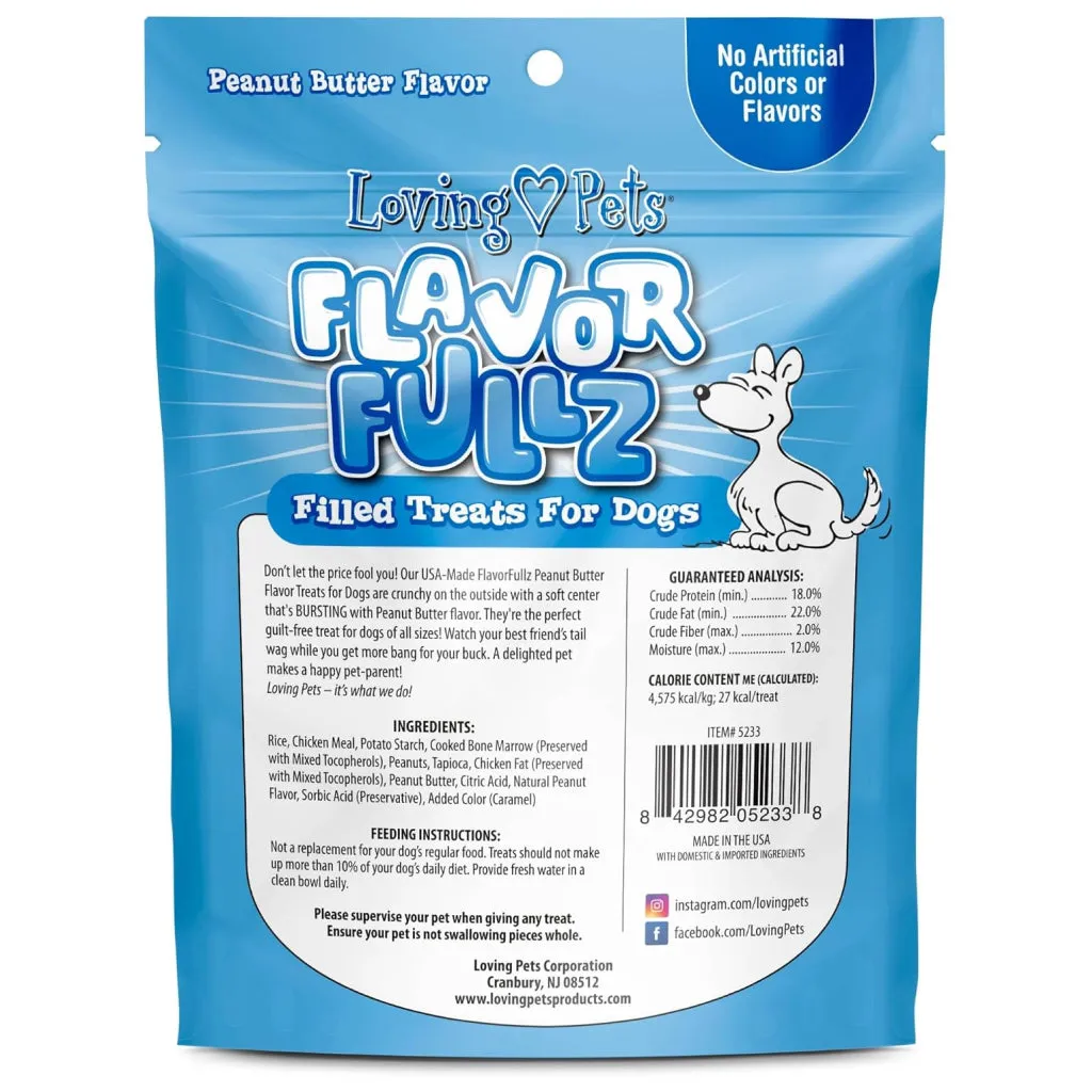 Loving Pets Flavorfullz Peanut Butter Flavor Crunchy Filled Dog Treats (6 oz)