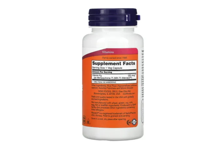 MK-7 Vitamin K2 NOW Foods 100 mcg, 120 Vegetarian Capsules