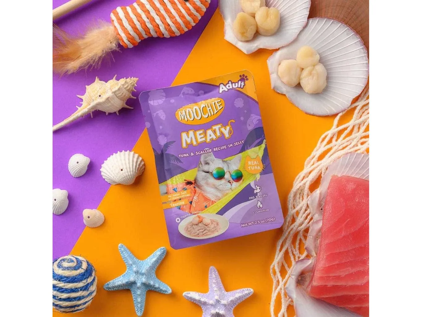 Moochie Tuna & Scallop Recipe In Jelly Mince 70G. Pouch