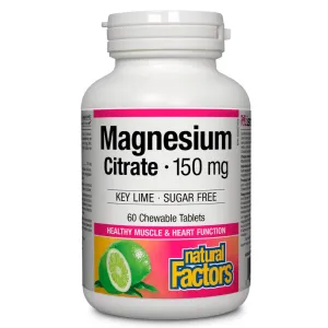 Natural Factors Magnesium Citrate 150mg Key Lime (60 Chewable Tablets)