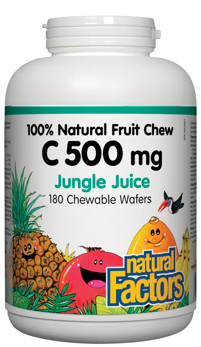Natural Factors Natural Fruit Chew C (500mg) Jungle Juice (180 Chewables)