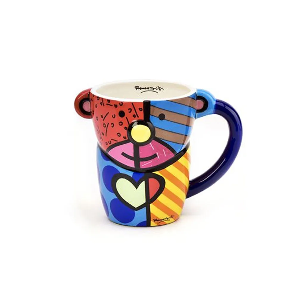 New Romero Britto Coffee Mug Cup Animal Design Ceramic Authentic Bear Cat Gift