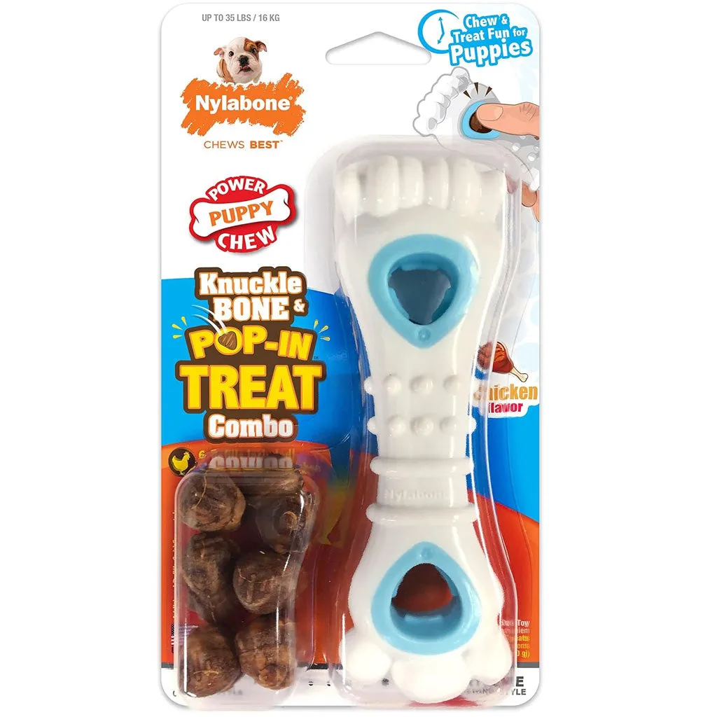 Nylabone Power Chew Chicken Flavored Knuckle Bone & Pop-In Treat Toy Combo Dog Chew Toy