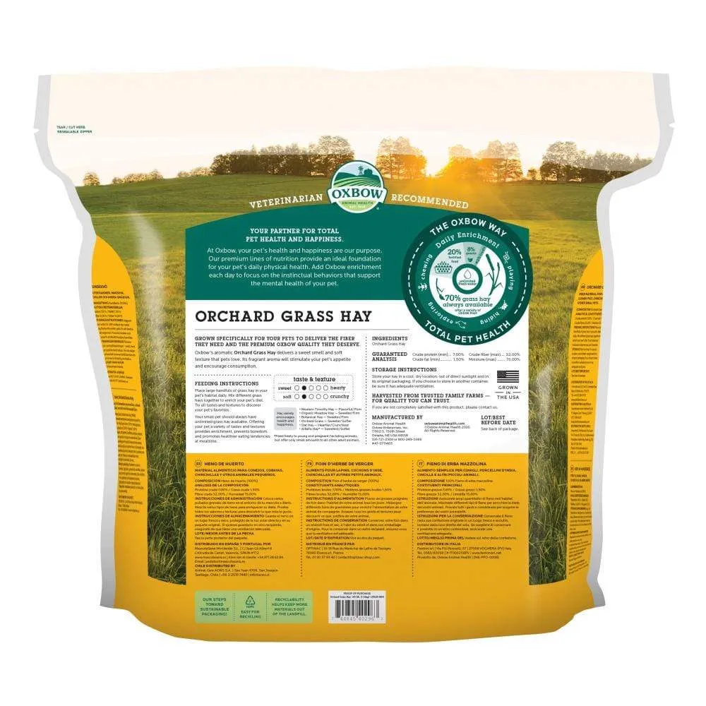 Oxbow Animal Health All Natural Orchard Grass Hay Grass Hay for Chinchillas Rabbits Guinea Pigs Hamsters & Gerbils