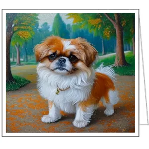 Pekingese Puppy Fine Art Notecards - Set of Six - 5 x 5 Inches
