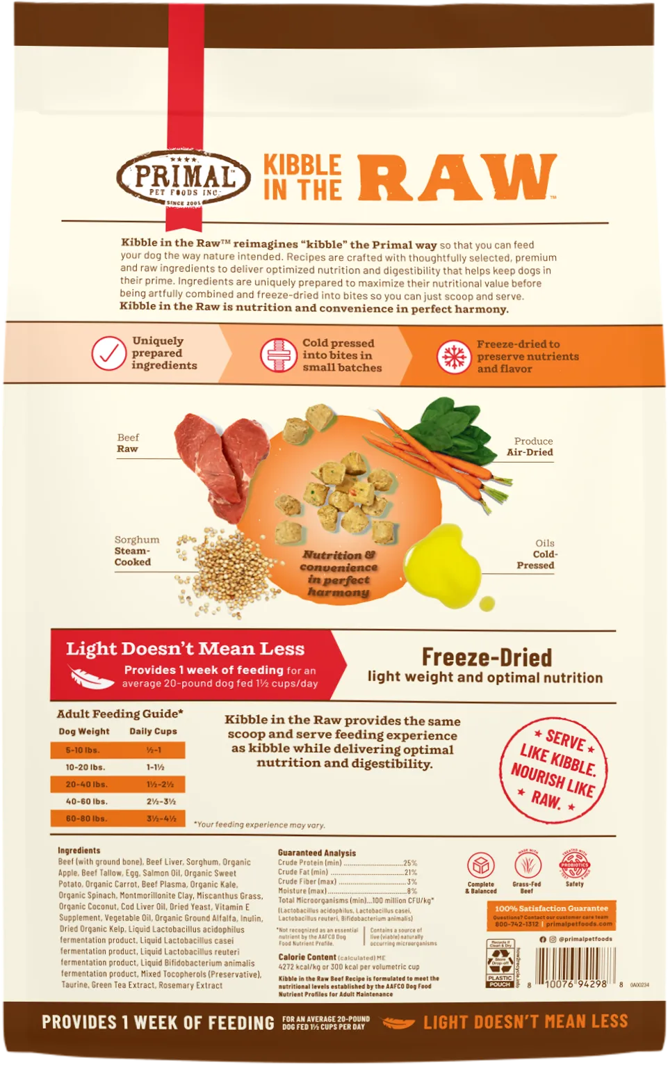 Primal Kibble in the Raw Freeze-Dried Beef - Dog Food