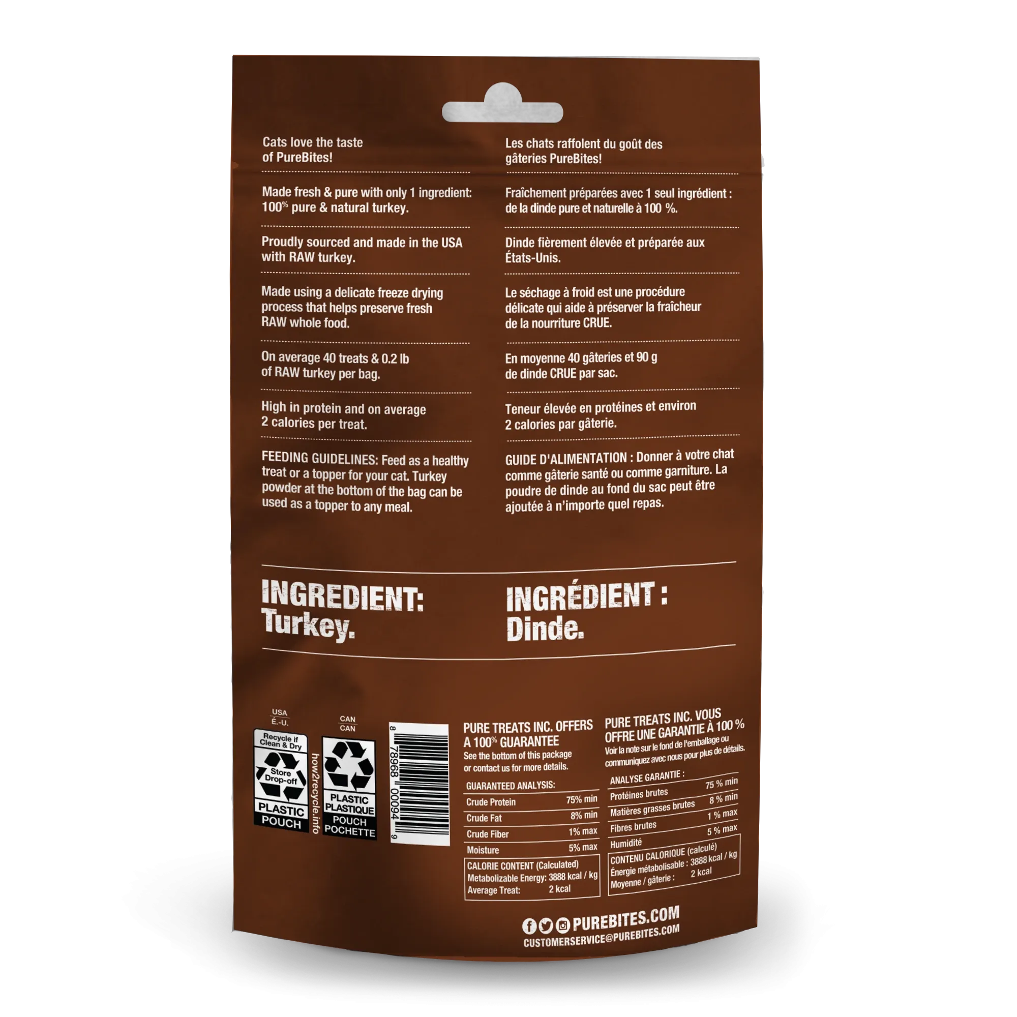 PureBites Freeze-Dried Cat Treats, Turkey Recipe, 0.92-oz Bag