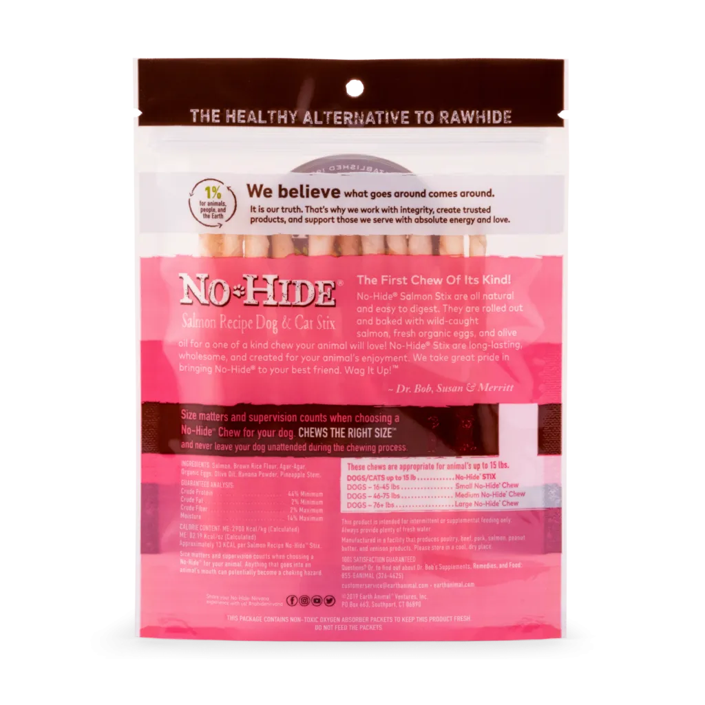 Salmon No-Hide Stix, 10/pack from Earth Animal