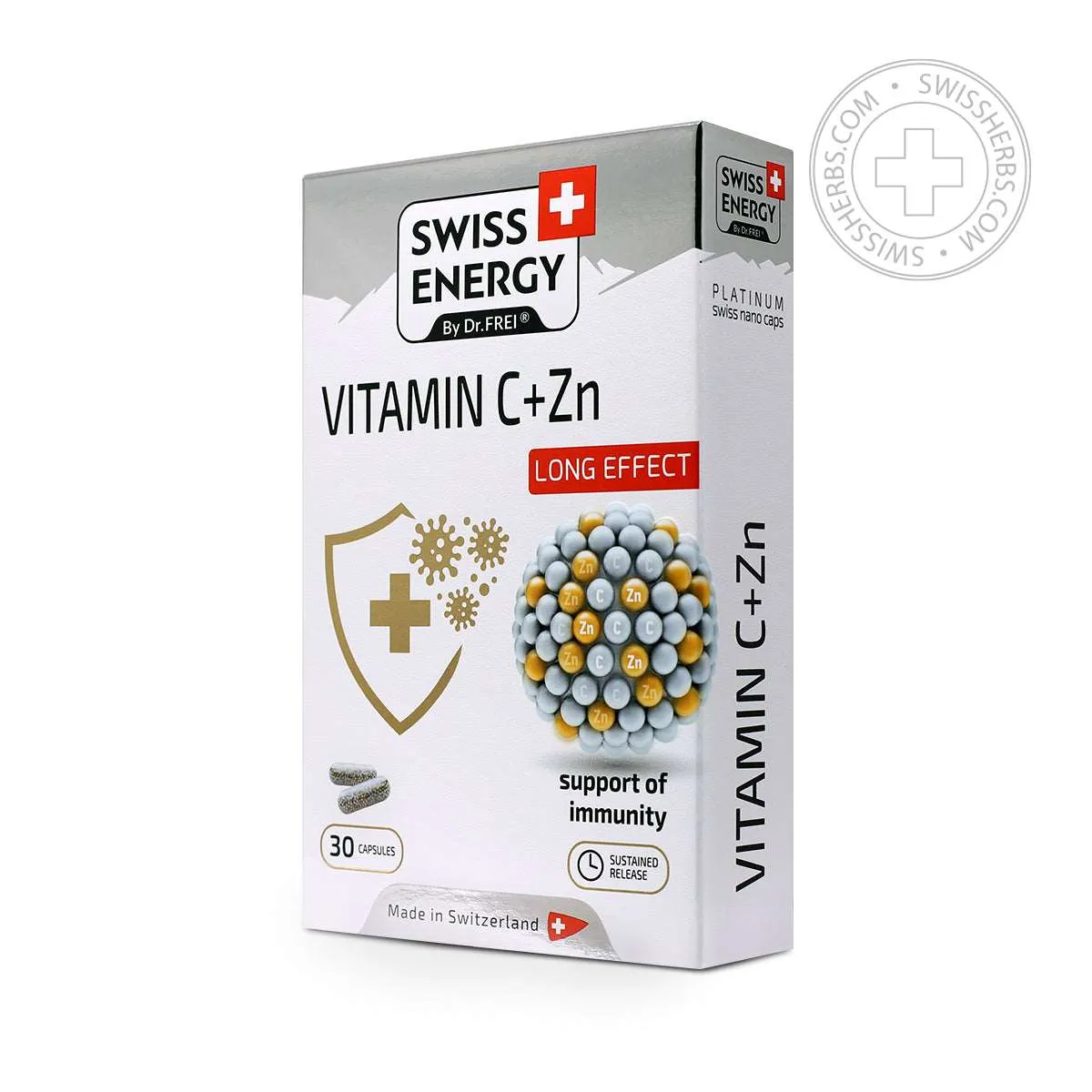 Swiss Energy, Vitamin C 500 mg   zinc 12 mg, 30 herbal capsules blister