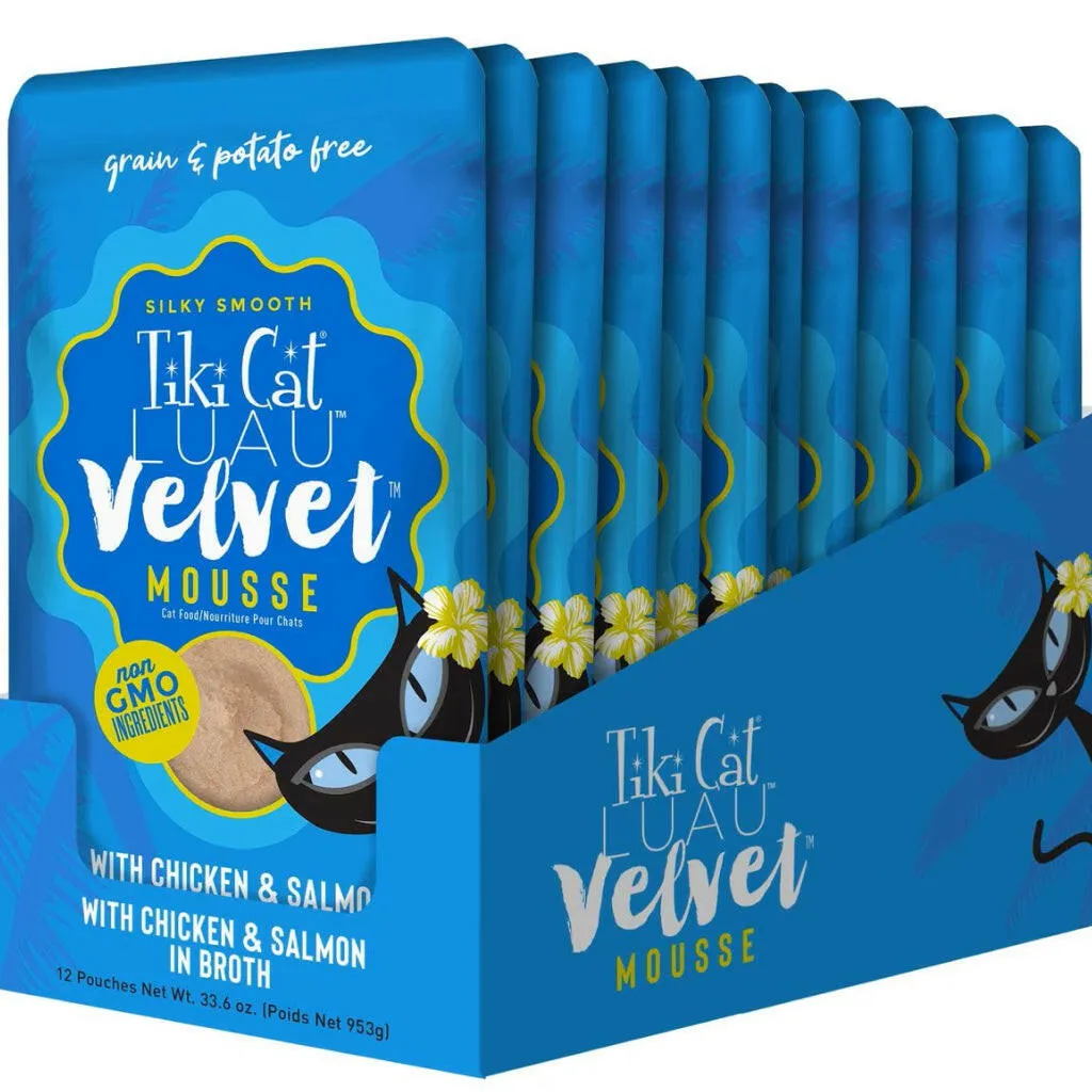 Tiki Cat Velvet Mousse Chicken Salmon (2.8 oz x 12 pouches)