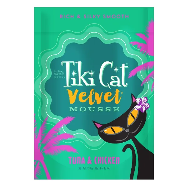 Tiki Cat Velvet Mousse Tuna & Chicken Wet Cat Food, 2.8-oz pouch