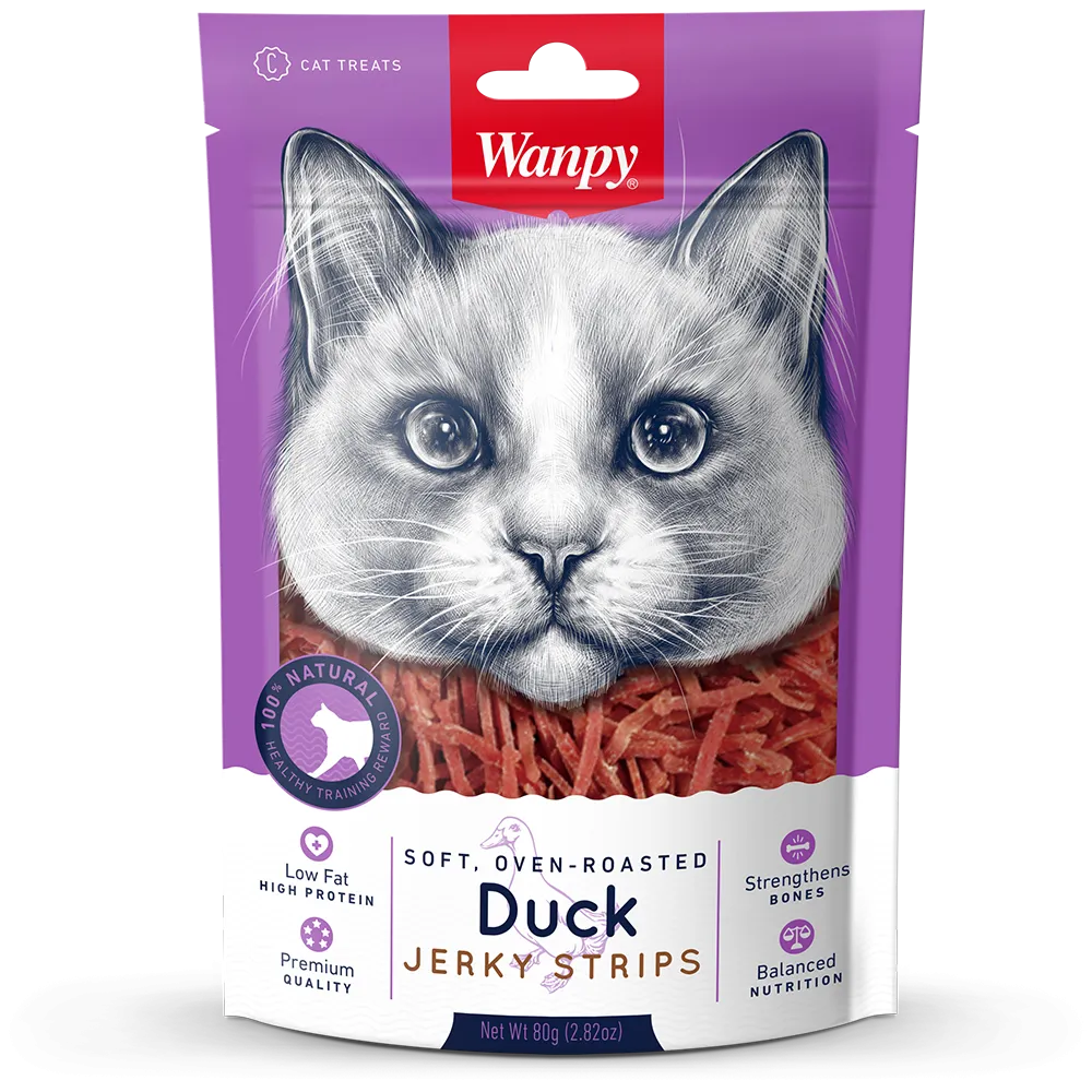 Wanpy Cat Oven-Roasted Duck Jerky Strips 80g