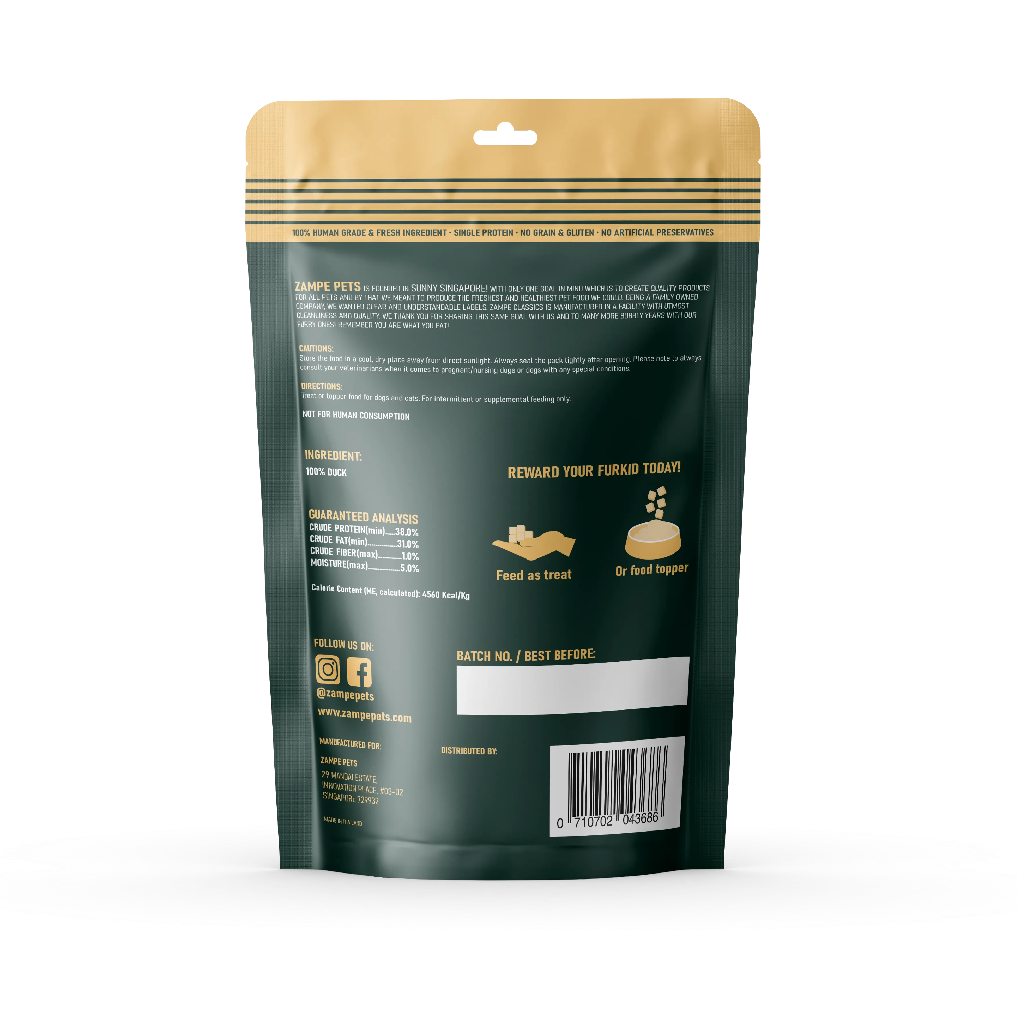 Zampe Freeze Dried Raw Treats (Duck) for Dogs and Cats